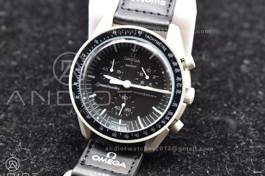 Mission Nylon Moonwatch Bioceramic Swatch The Quartz Strap to Moon x Omega on 0106